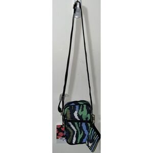 DVF Diane Von Furstenberg Target‎ Crossbody With Change Purse Green Zebra Funky